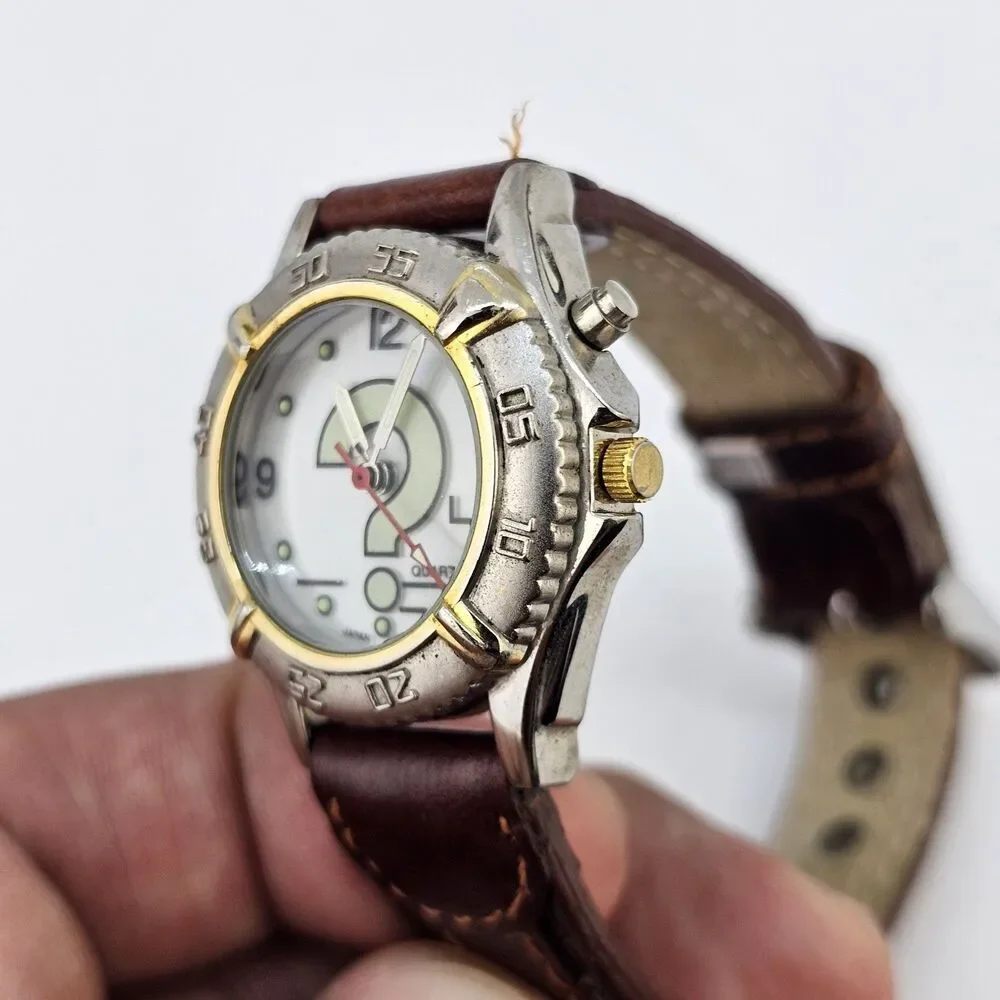 34MM Watch Women Question Mark Dial Brown Leather Bands Up to 6